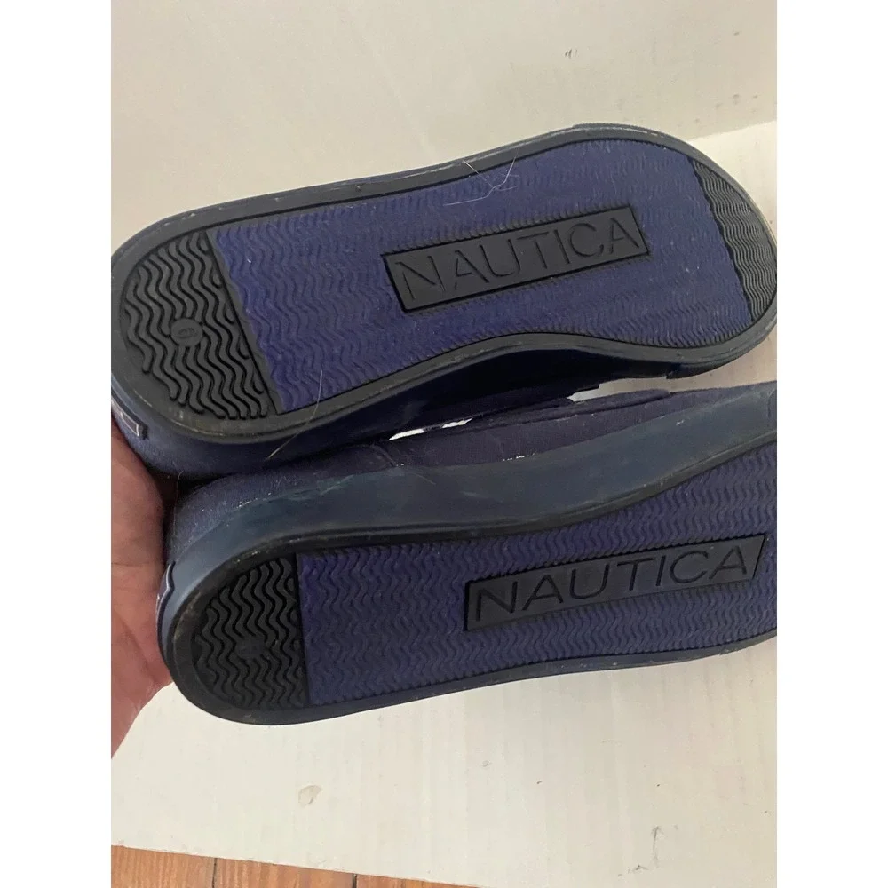Nautica Womens Navy Blue Canvas‎ Boat Shoes Moc Toe Lace Up Flats Size 9
